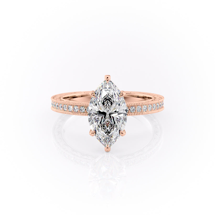 The Pave Sierra Set With A 3.5 Carat Marquise Moissanite