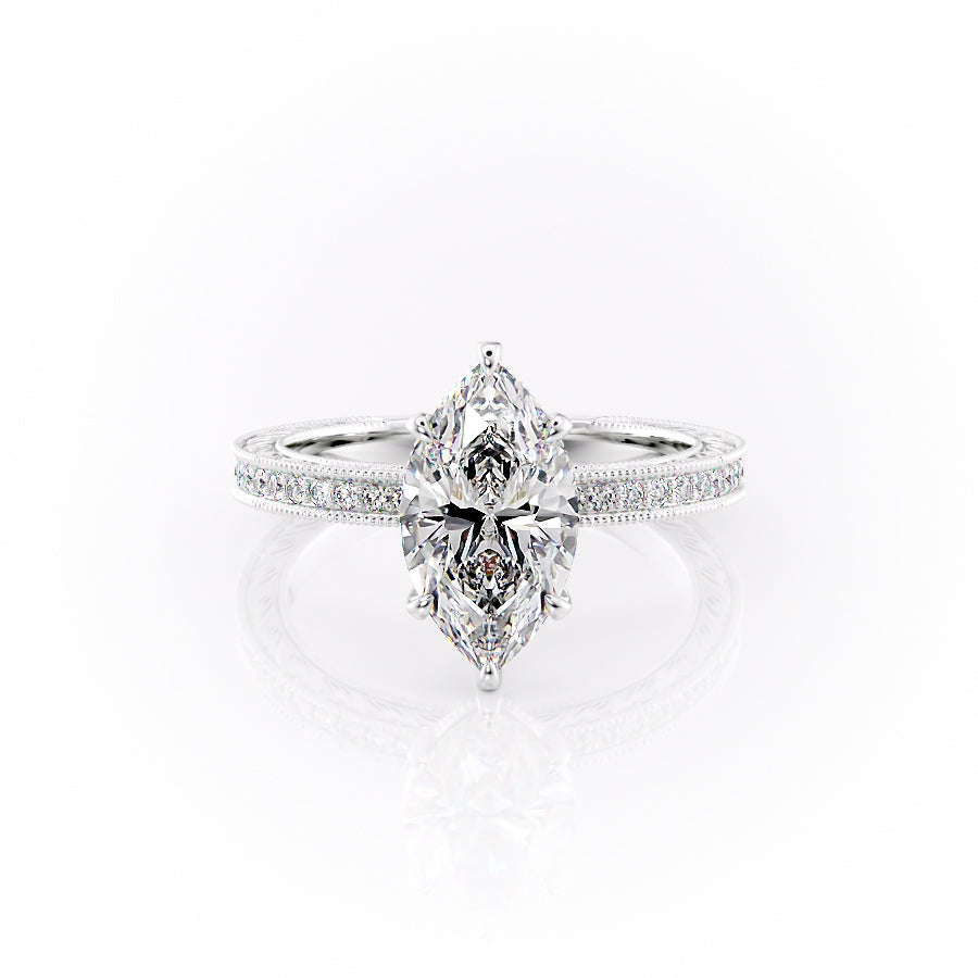 The Pave Sierra Set With A 1.5 Carat Marquise Lab Diamond