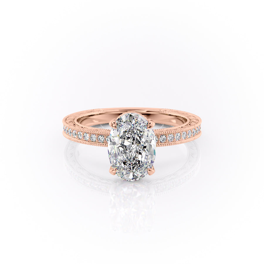 The Pave Sierra Set With A 3.5 Carat Oval Moissanite