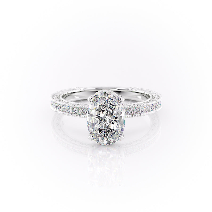 The Pave Sierra Set With A 1 Carat Oval Lab Diamond