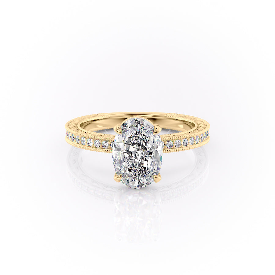 The Pave Sierra Set With A 4.5 Carat Oval Moissanite