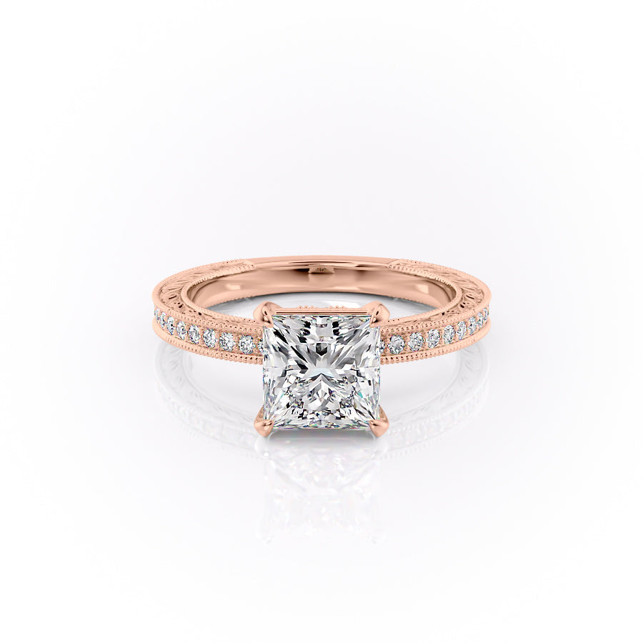 The Pave Sierra Set With A 1 Carat Princess Lab Diamond