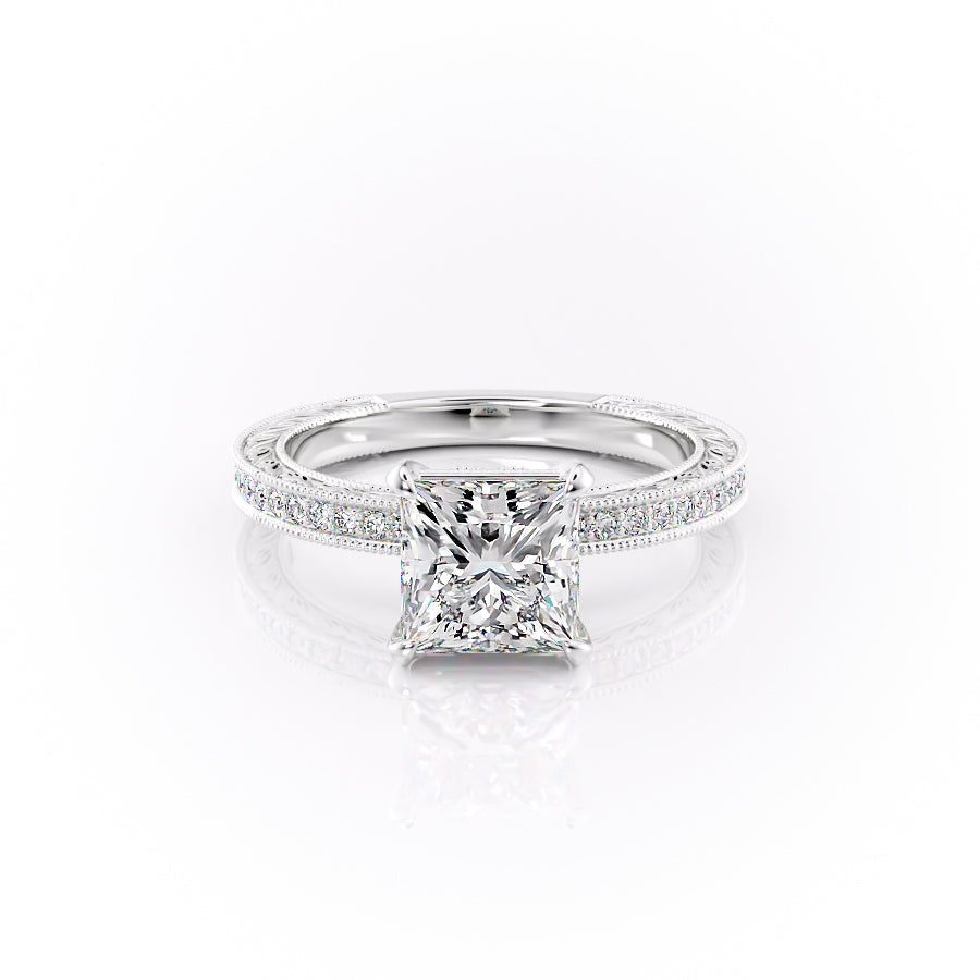 The Pave Sierra Set With A 2.5 Carat Princess Moissanite