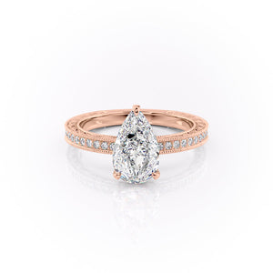 The Pave Sierra Set With A 1.5 Carat Pear Lab Diamond