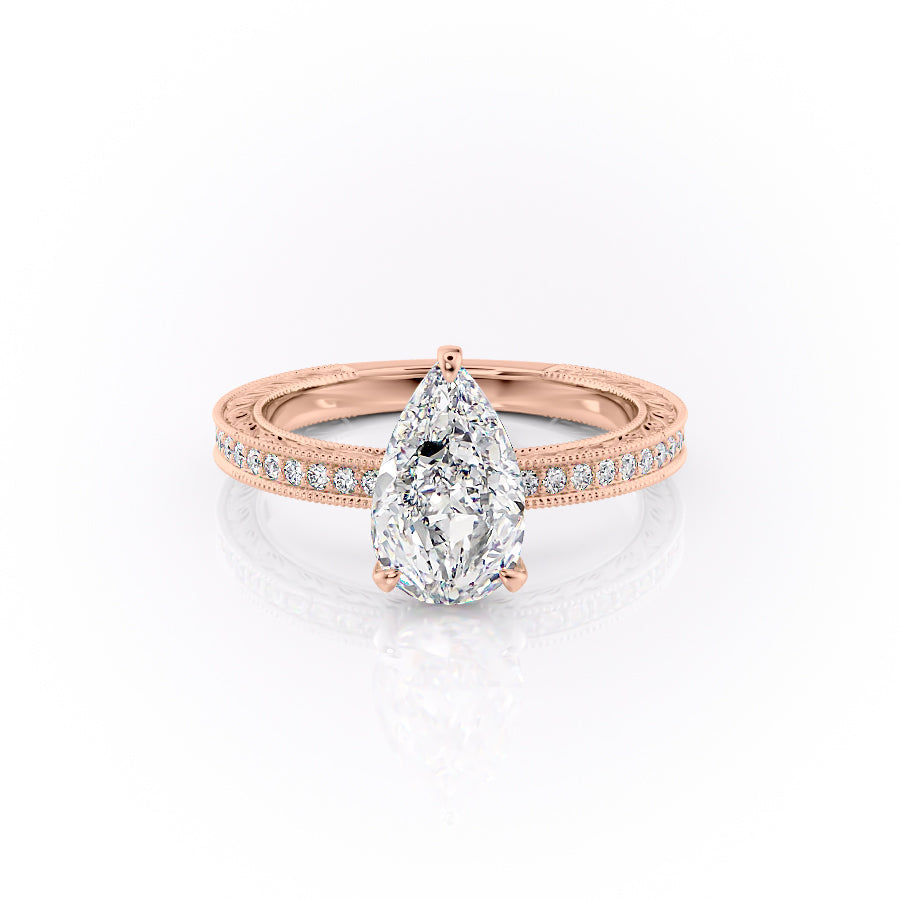 The Pave Sierra Set With A 1 Carat Pear Moissanite