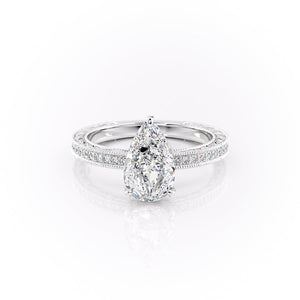The Pave Sierra Set With A 1.5 Carat Pear Lab Diamond