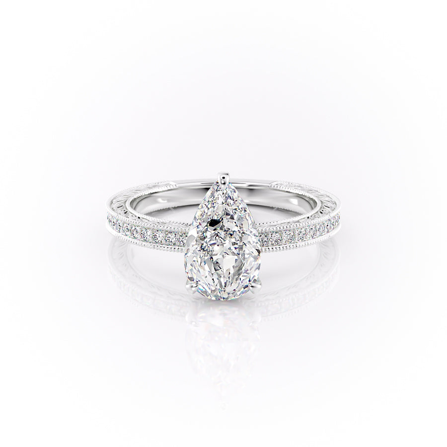 The Pave Sierra Set With A 4.5 Carat Pear Moissanite