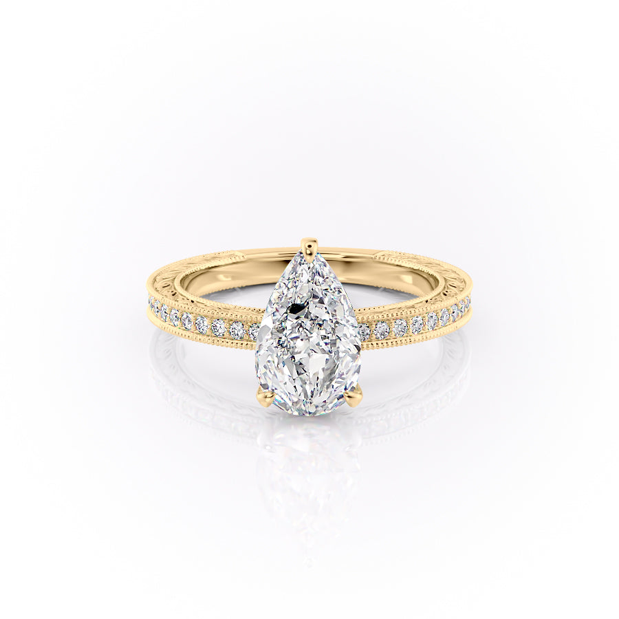 The Pave Sierra Set With A 1 Carat Pear Lab Diamond