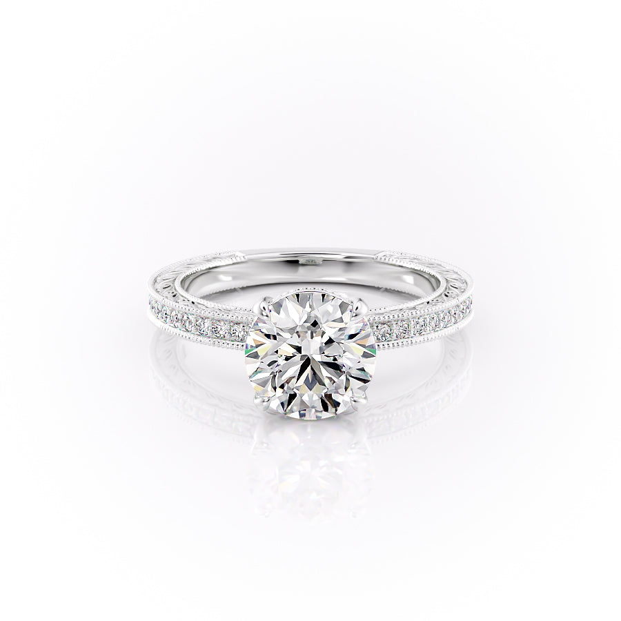 The Pave Sierra Set With A 4.5 Carat Round Moissanite