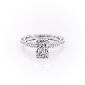 The Pave Sierra Set With A 1.5 Carat Radiant Moissanite