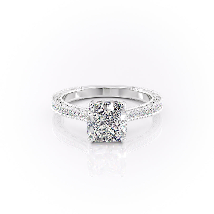 The Pave Cathedral Sierra Set With A 3 Carat Cushion Moissanite