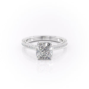 The Pave Cathedral Sierra Set With A 2.5 Carat Cushion Moissanite