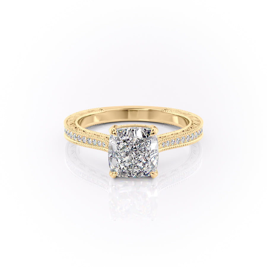 The Pave Cathedral Sierra Set With A 3 Carat Cushion Moissanite