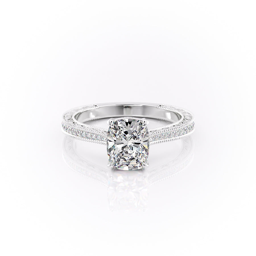 The Pave Cathedral Sierra Set With A 4.5 Carat Elongated Cushion Moissanite