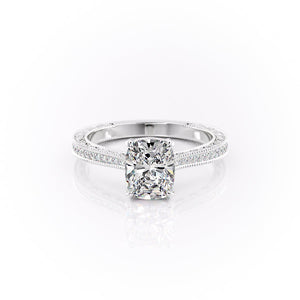 The Pave Cathedral Sierra Set With A 4.5 Carat Elongated Cushion Moissanite
