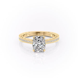 The Pave Cathedral Sierra Set With A 3 Carat Elongated Cushion Lab Diamond