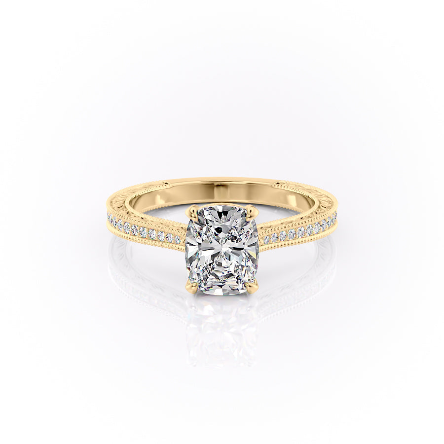 The Pave Cathedral Sierra Set With A Elongated Cushion Lab Diamond
