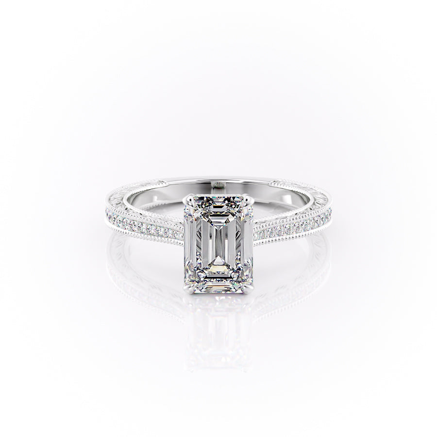 The Pave Cathedral Sierra Set With A 1.5 Carat Emerald Lab Diamond