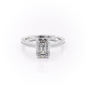 The Pave Cathedral Sierra Set With A 4 Carat Emerald Moissanite
