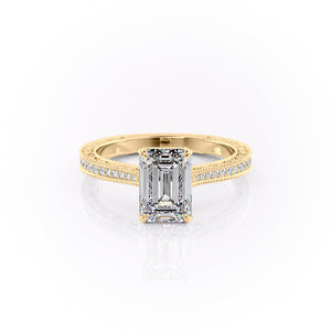 The Pave Cathedral Sierra Set With A 4.5 Carat Emerald Moissanite