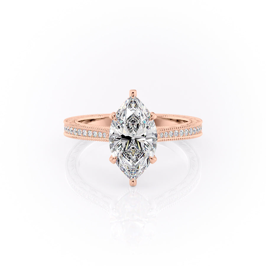 The Pave Cathedral Sierra Set With A 1 Carat Marquise Lab Diamond