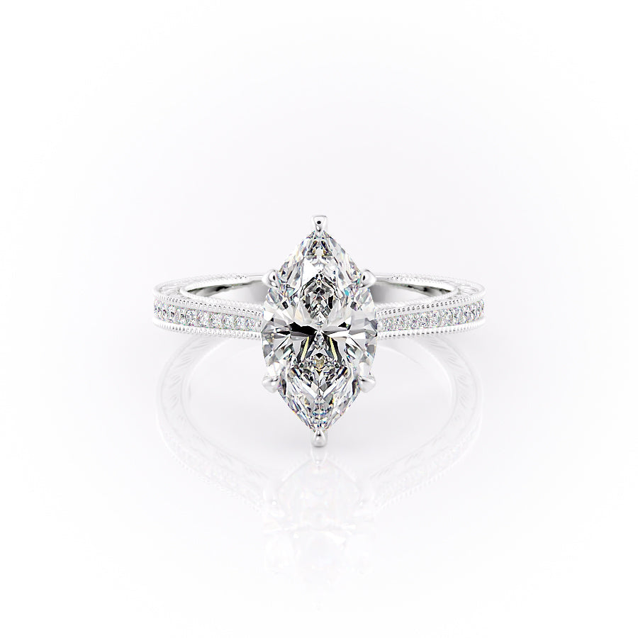 The Pave Cathedral Sierra Set With A 1 Carat Marquise Lab Diamond