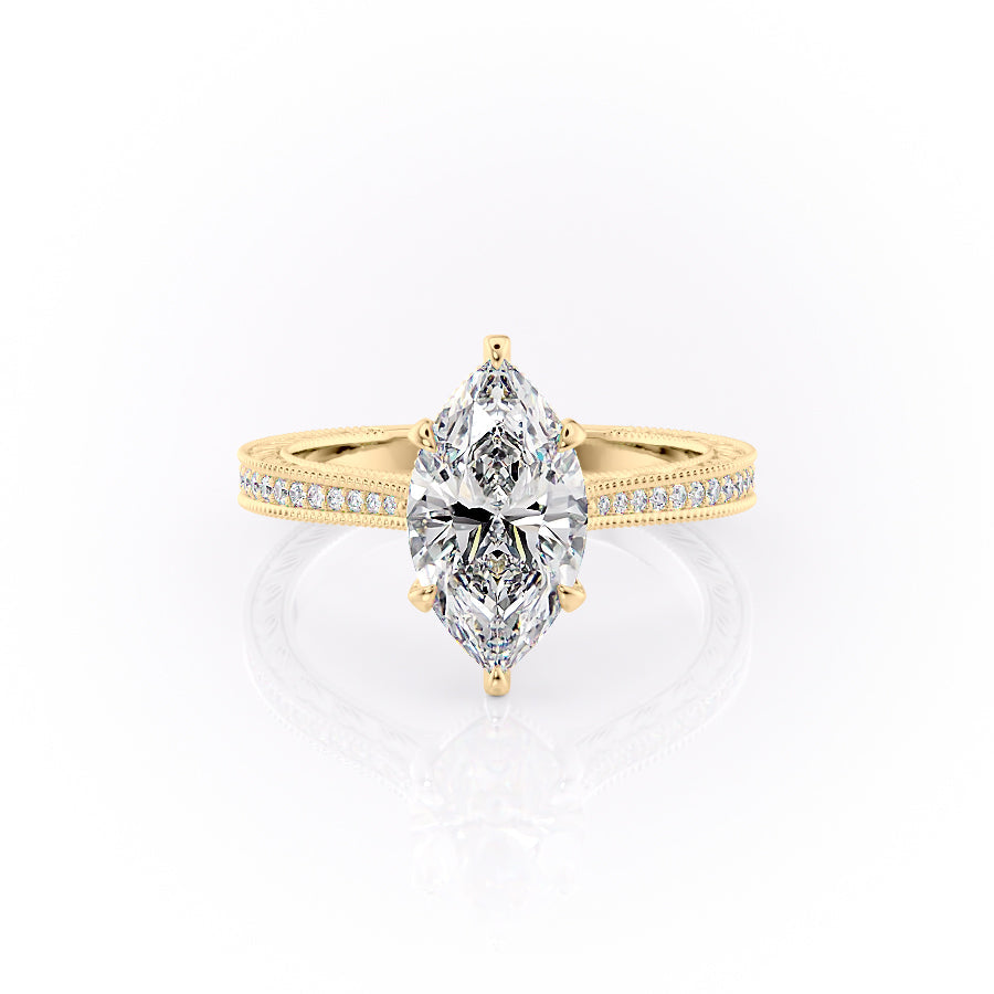 The Pave Cathedral Sierra Set With A 1 Carat Marquise Lab Diamond