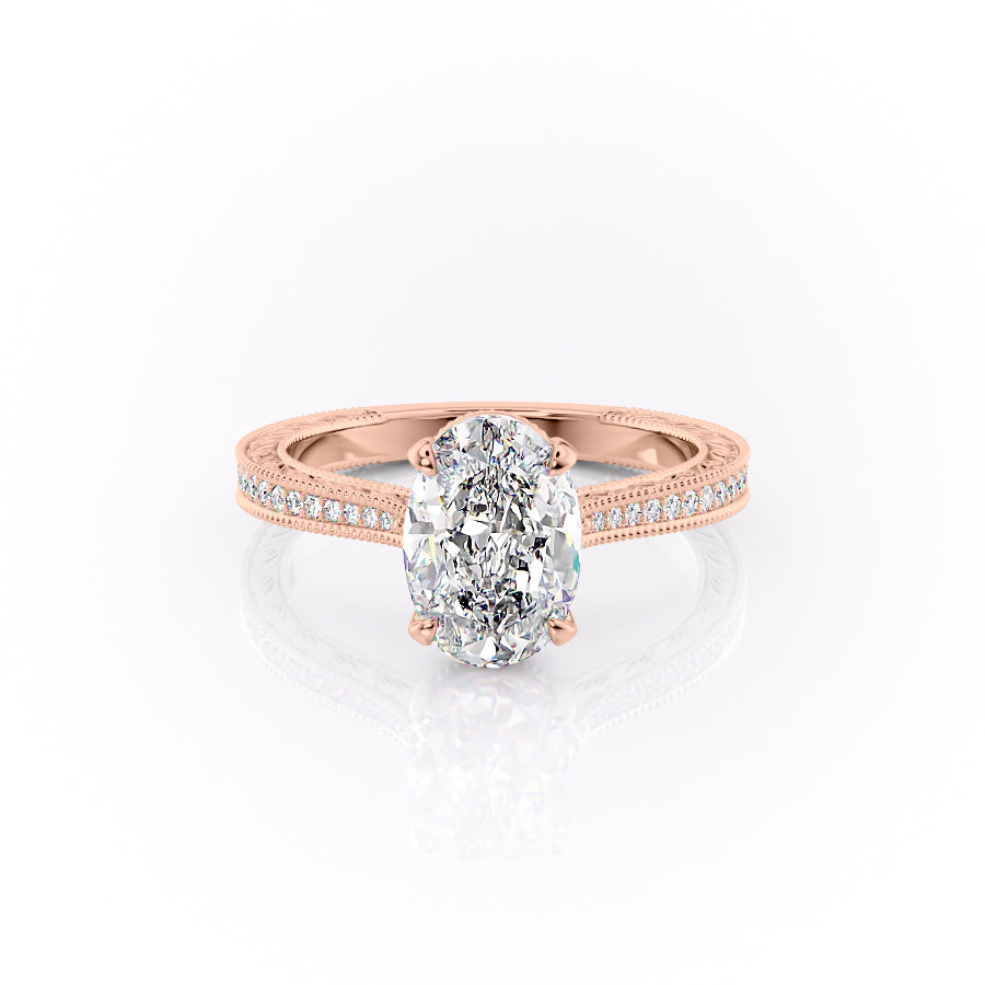 The Pave Cathedral Sierra Set With A 2.5 Carat Oval Moissanite