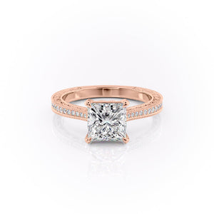 The Pave Cathedral Sierra Set With A 1.5 Carat Princess Moissanite