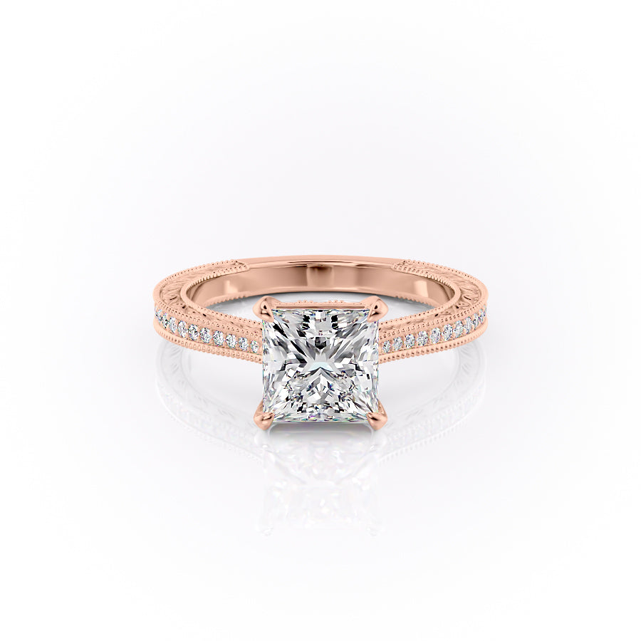 The Pave Cathedral Sierra Set With A 5 Carat Princess Moissanite
