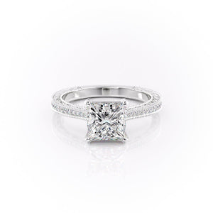 The Pave Cathedral Sierra Set With A 1.5 Carat Princess Moissanite
