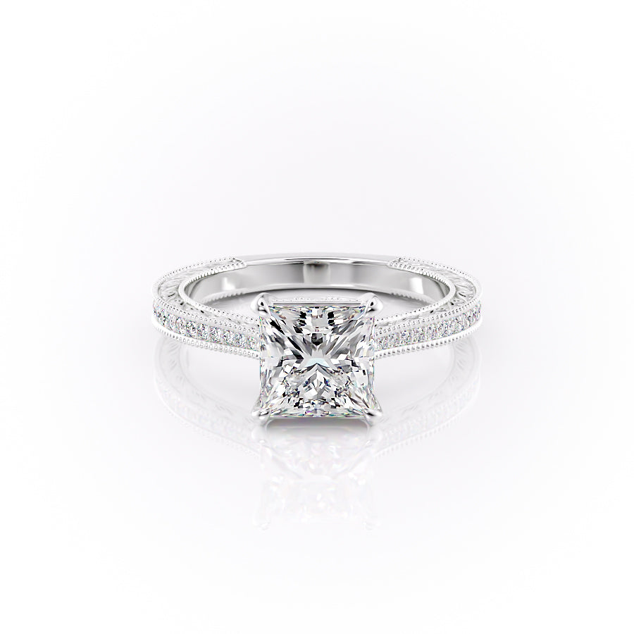 The Pave Cathedral Sierra Set With A 1 Carat Princess Moissanite