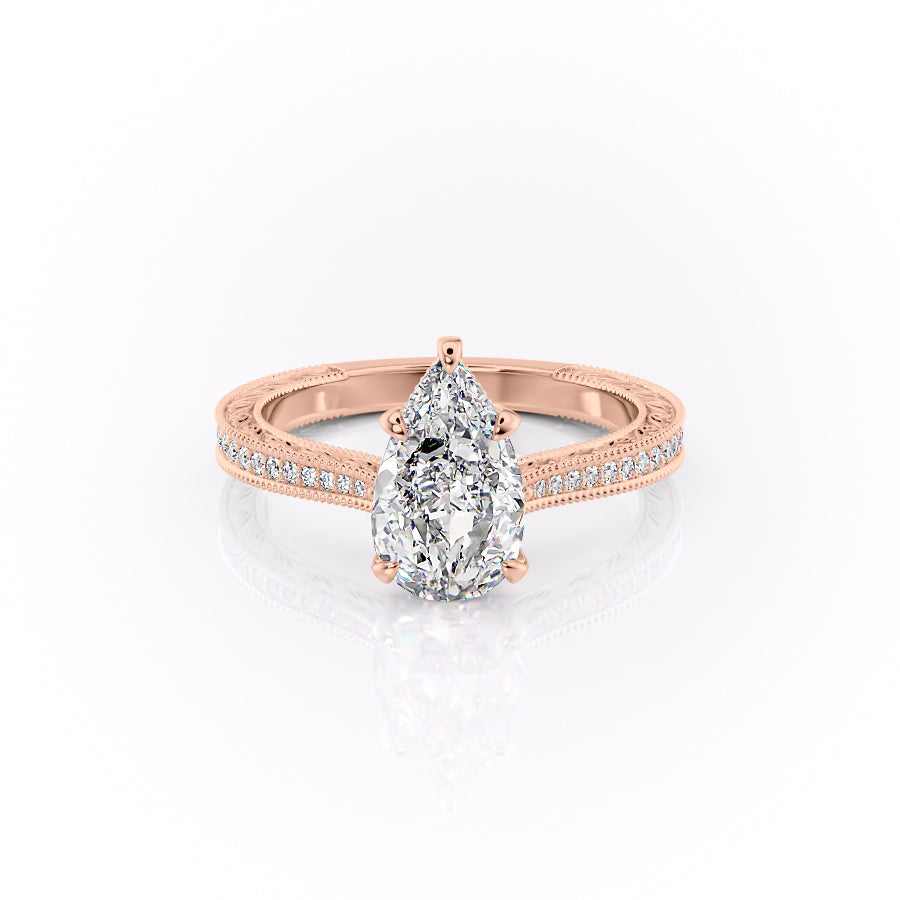 The Pave Cathedral Sierra Set With A 3 Carat Pear Lab Diamond