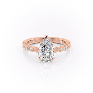 The Pave Cathedral Sierra Set With A 3 Carat Pear Lab Diamond