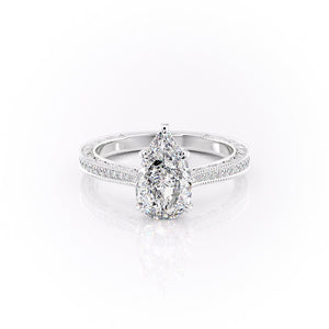 The Pave Cathedral Sierra Set With A 1 Carat Pear Lab Diamond
