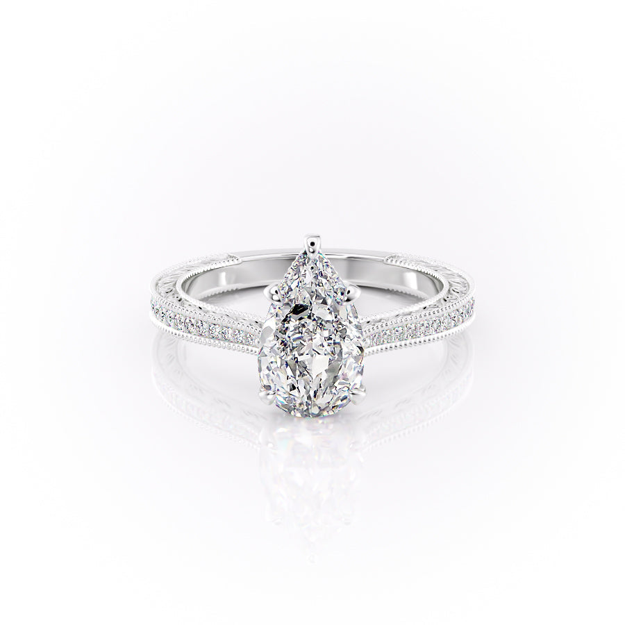 The Pave Cathedral Sierra Set With A 4 Carat Pear Moissanite