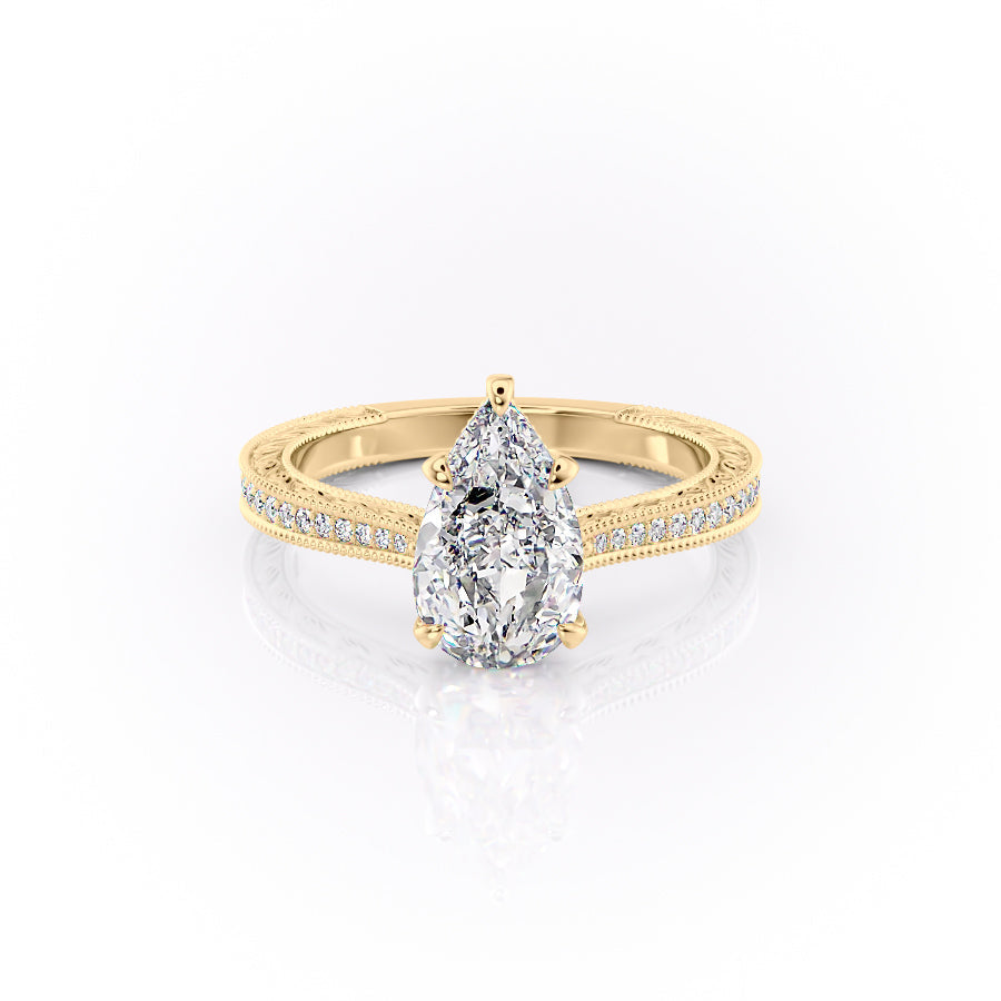 The Pave Cathedral Sierra Set With A 4 Carat Pear Moissanite