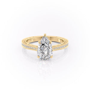 The Pave Cathedral Sierra Set With A 4 Carat Pear Moissanite