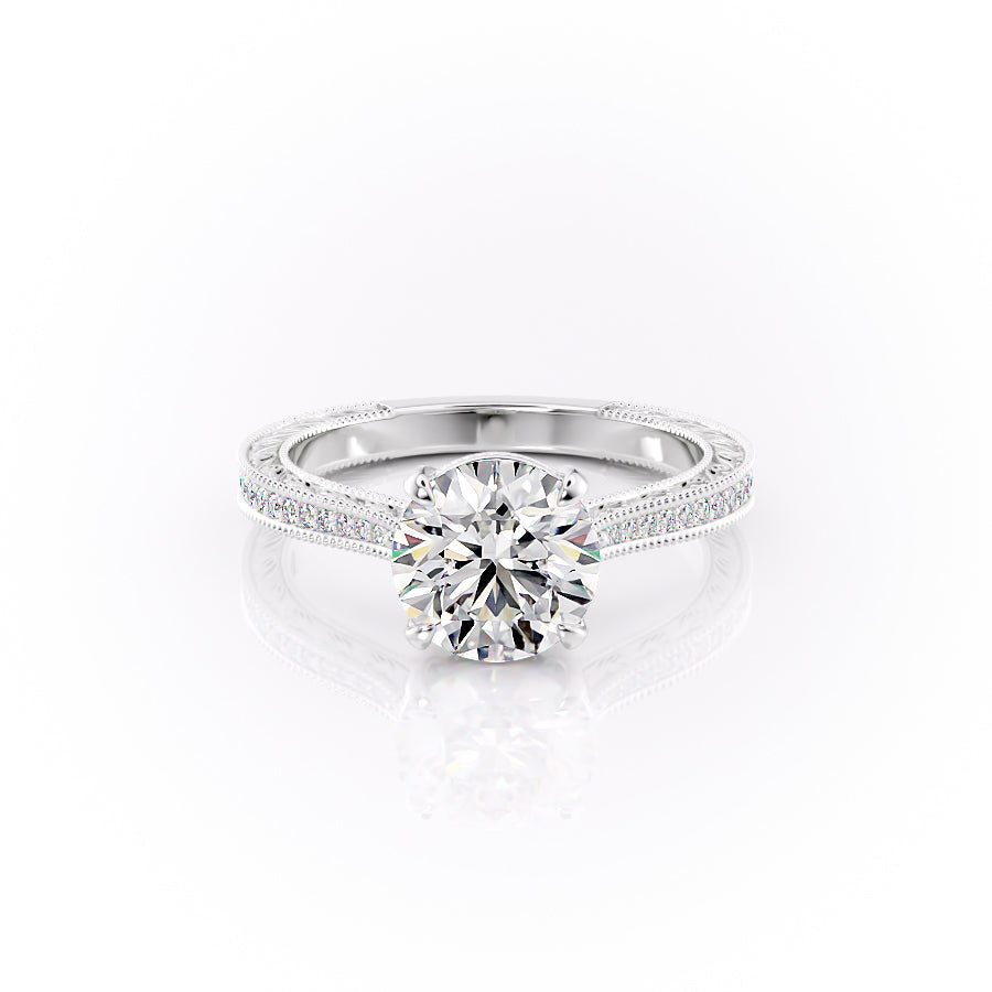 The Pave Cathedral Sierra Set With A 2.5 Carat Round Moissanite