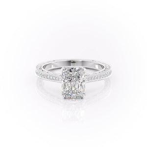 The Pave Cathedral Sierra Set With A 2 Carat Radiant Moissanite