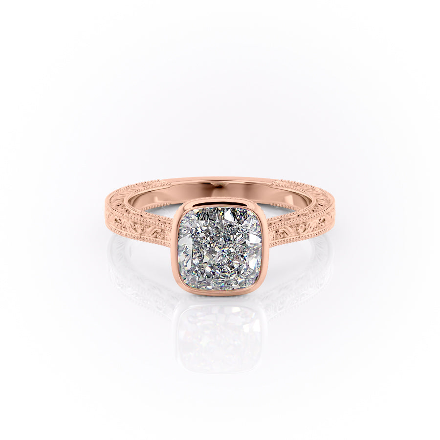 The Bezel Sierra Set With A 5 Carat Cushion Moissanite