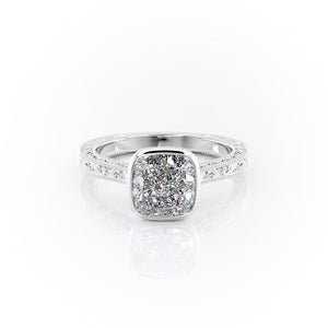 The Bezel Sierra Set With A 1.5 Carat Cushion Moissanite