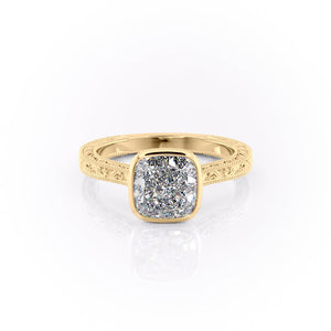 The Bezel Sierra Set With A 4 Carat Cushion Moissanite