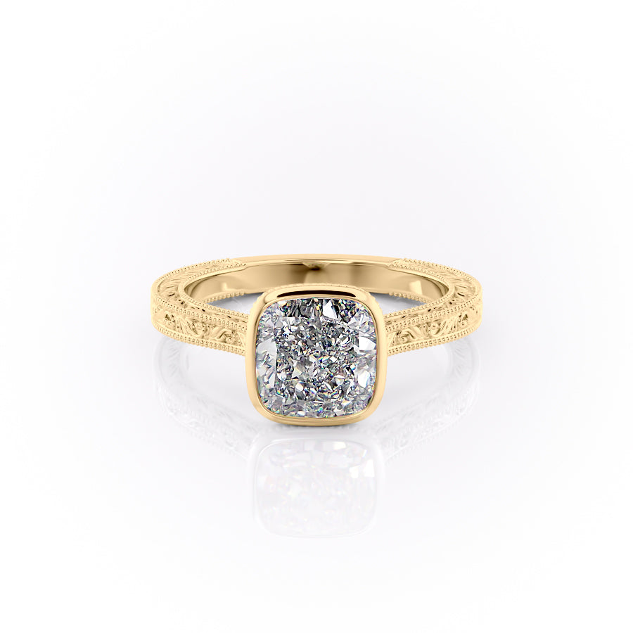 The Bezel Sierra Set With A 5 Carat Cushion Moissanite