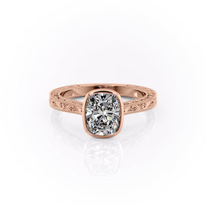 The Bezel Sierra Set With A 4 Carat Elongated Cushion Moissanite