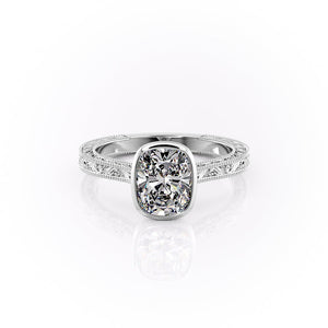 The Bezel Sierra Set With A 3.5 Carat Elongated Cushion Moissanite