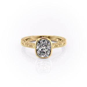 The Bezel Sierra Set With A 3.5 Carat Elongated Cushion Moissanite