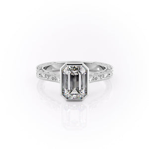 The Bezel Sierra Set With A 4.5 Carat Emerald Moissanite