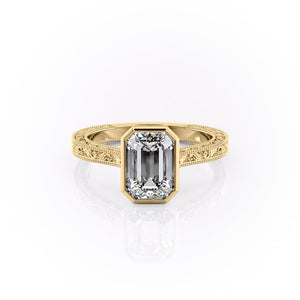 The Bezel Sierra Set With A 4.5 Carat Emerald Moissanite