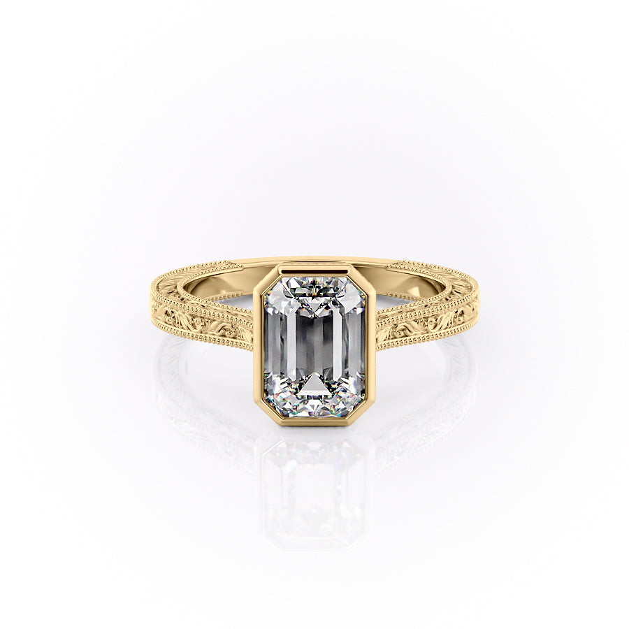 The Bezel Sierra Set With A 3 Carat Emerald Moissanite